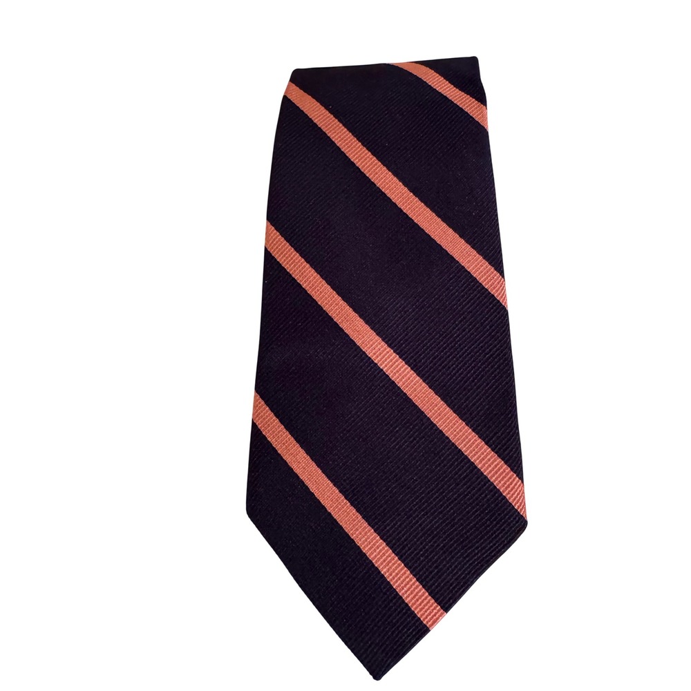 Brooks Brothers Fleece Boys Silk Repp Stripe Necktie Navy Blue Coral Pink USA